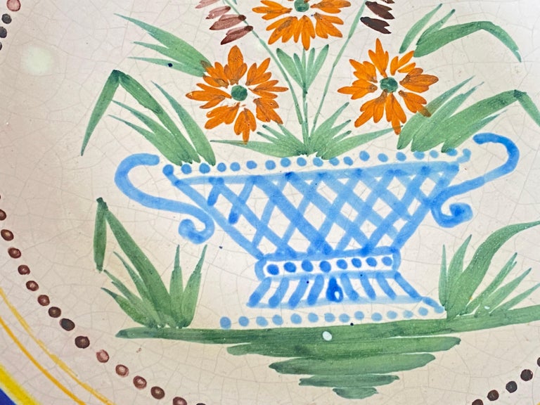 French Faience Hand Painted 18th Century Flowers Decor Pattern, Blue ...