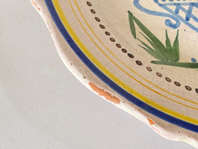 French Faience Hand Painted 18th Century Flowers Decor Pattern, Blue ...