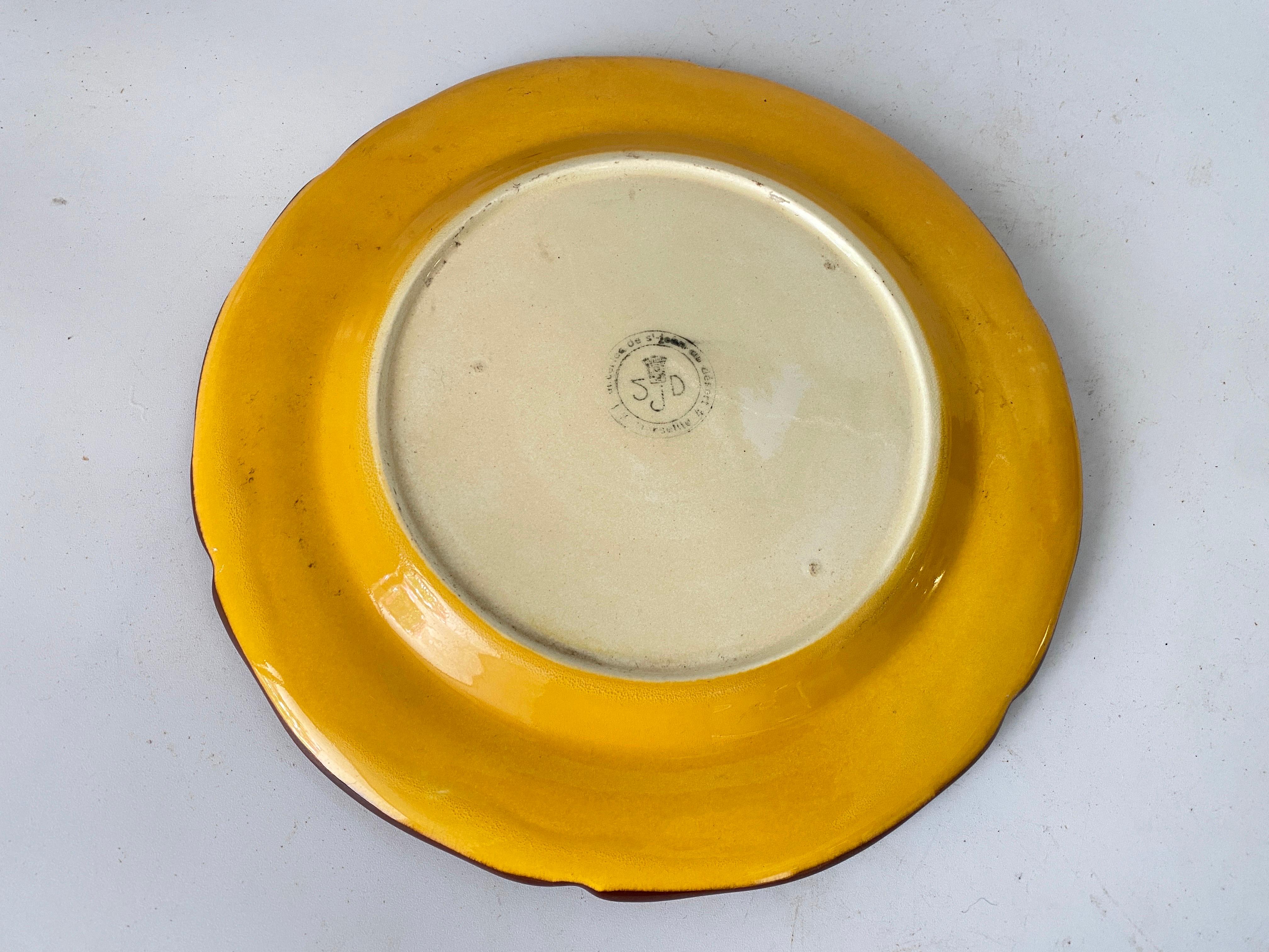 Hand-Painted French Faience Hand Painted 20th Century Yellow Color By Berty Signed For Sale