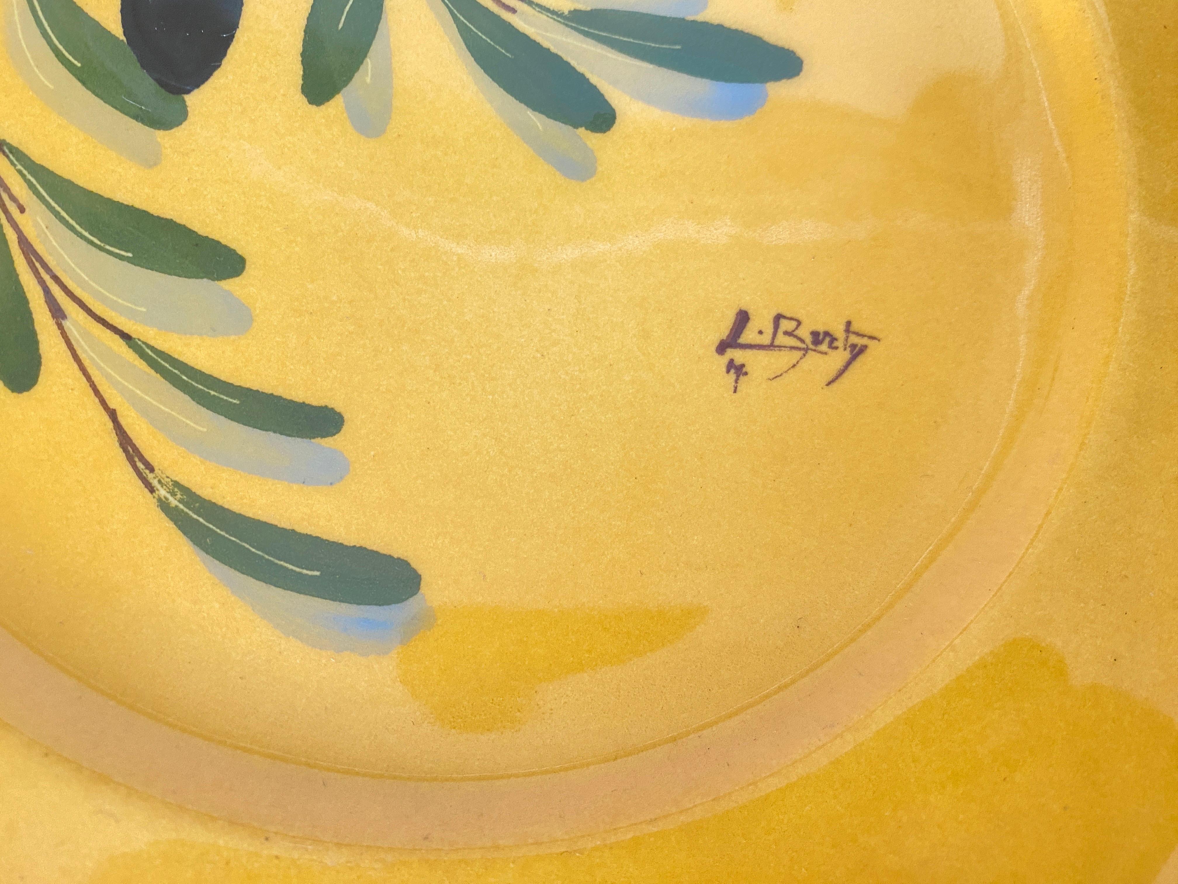 French Faience Hand Painted 20th Century Yellow Color By Berty Signed For Sale 2
