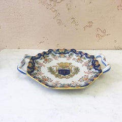 French Faience Handled Platter Desvres, circa 1900