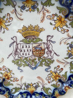 French Faience Handled Platter Desvres, circa 1900