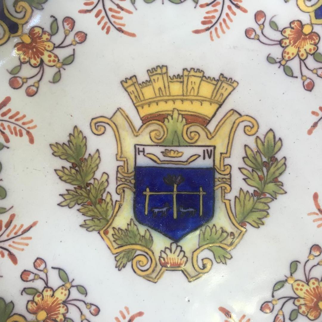 French Faience Handled Platter Desvres, circa 1900 In Good Condition In Austin, TX