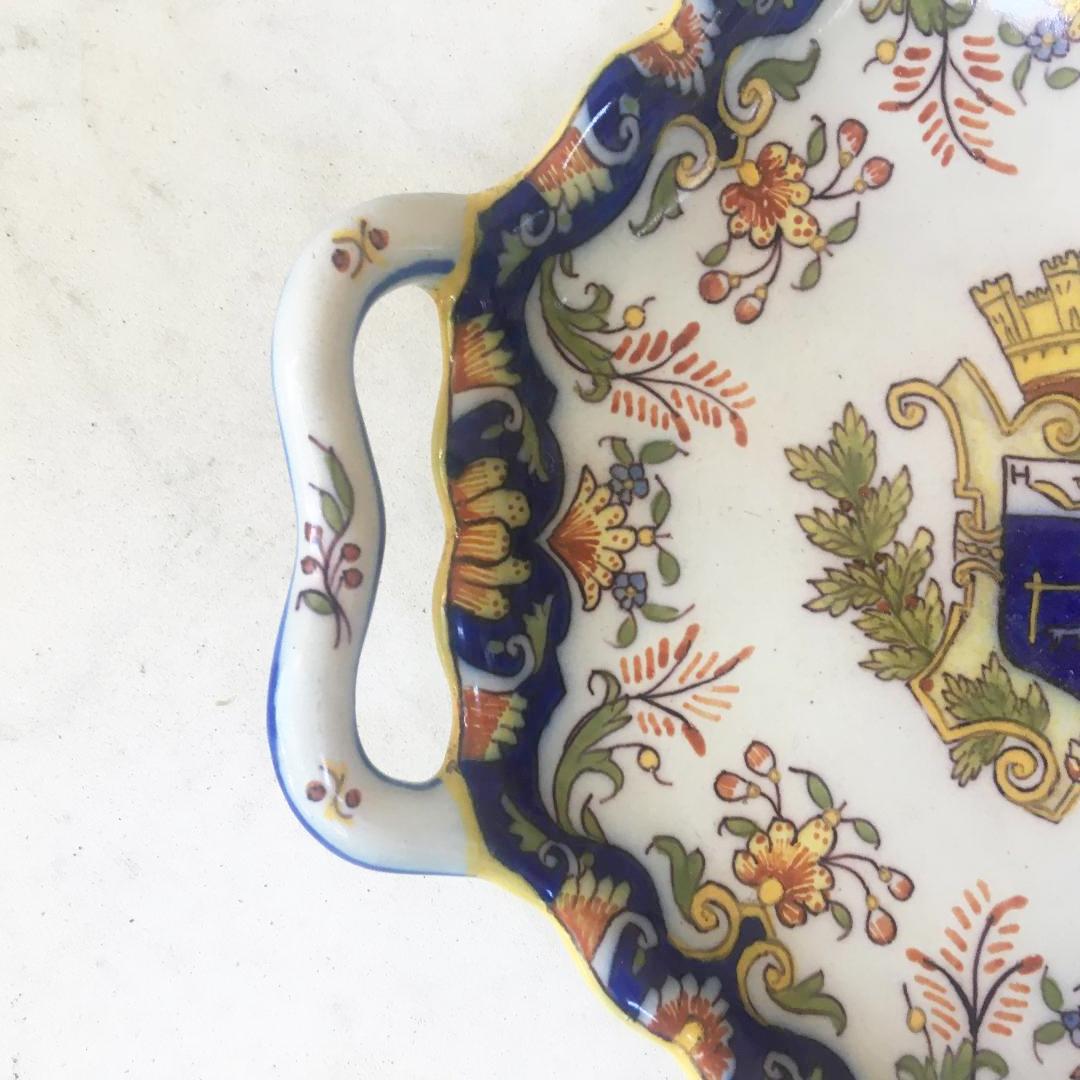 Early 20th Century French Faience Handled Platter Desvres, circa 1900