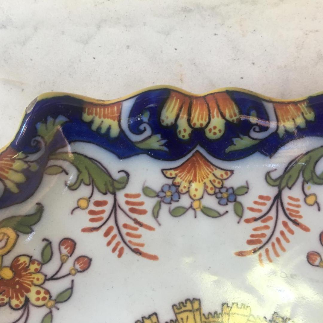 French Faience Handled Platter Desvres, circa 1900 1