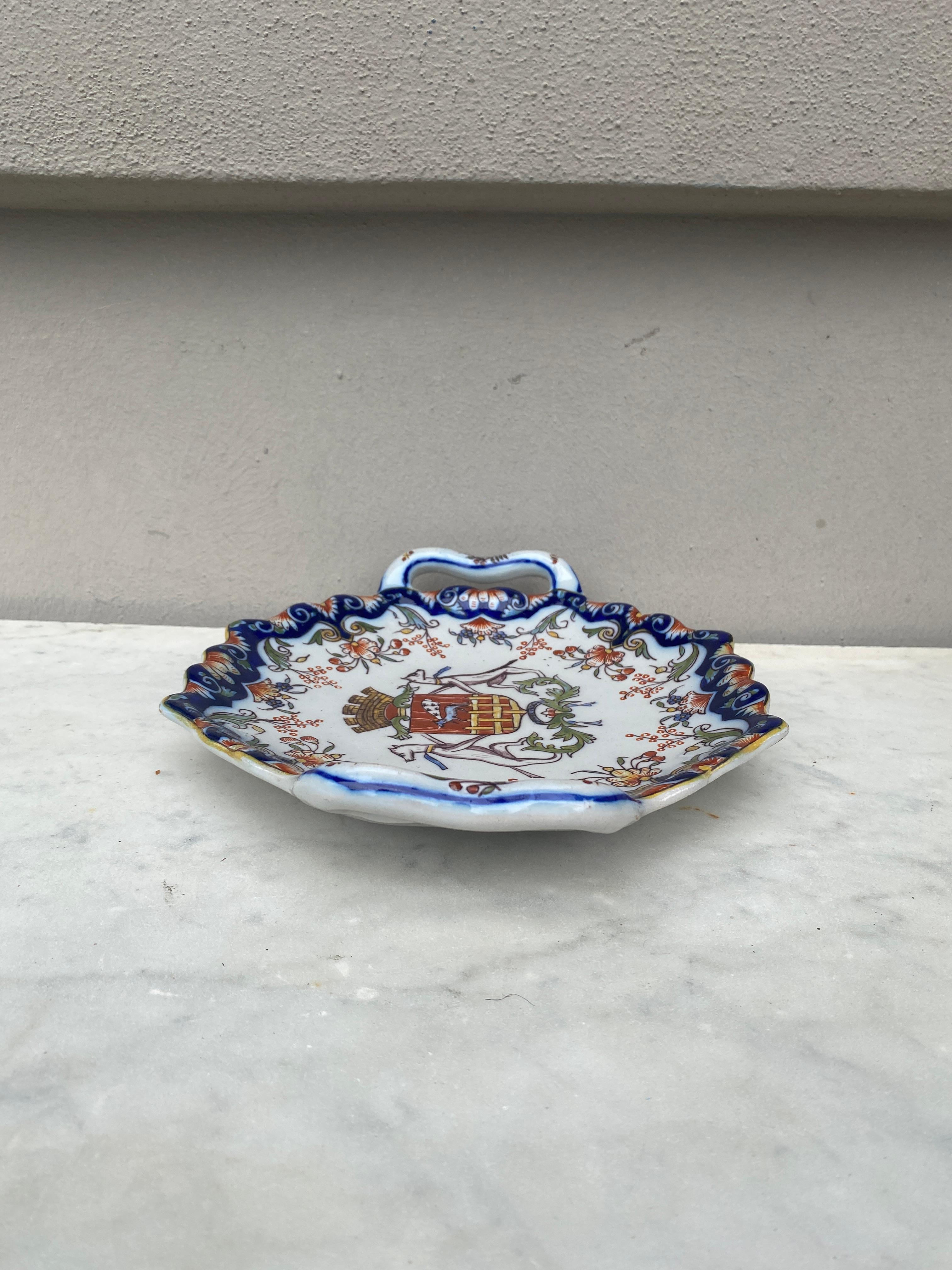 French Faience Handled Platter Desvres, circa 1900 For Sale 3