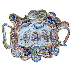 French Faience Handled Platter Desvres Circa 1900