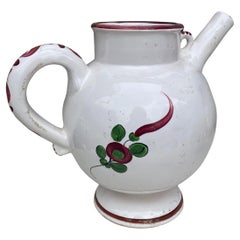 French Faience Handled Pot Pitcher Circa 1950