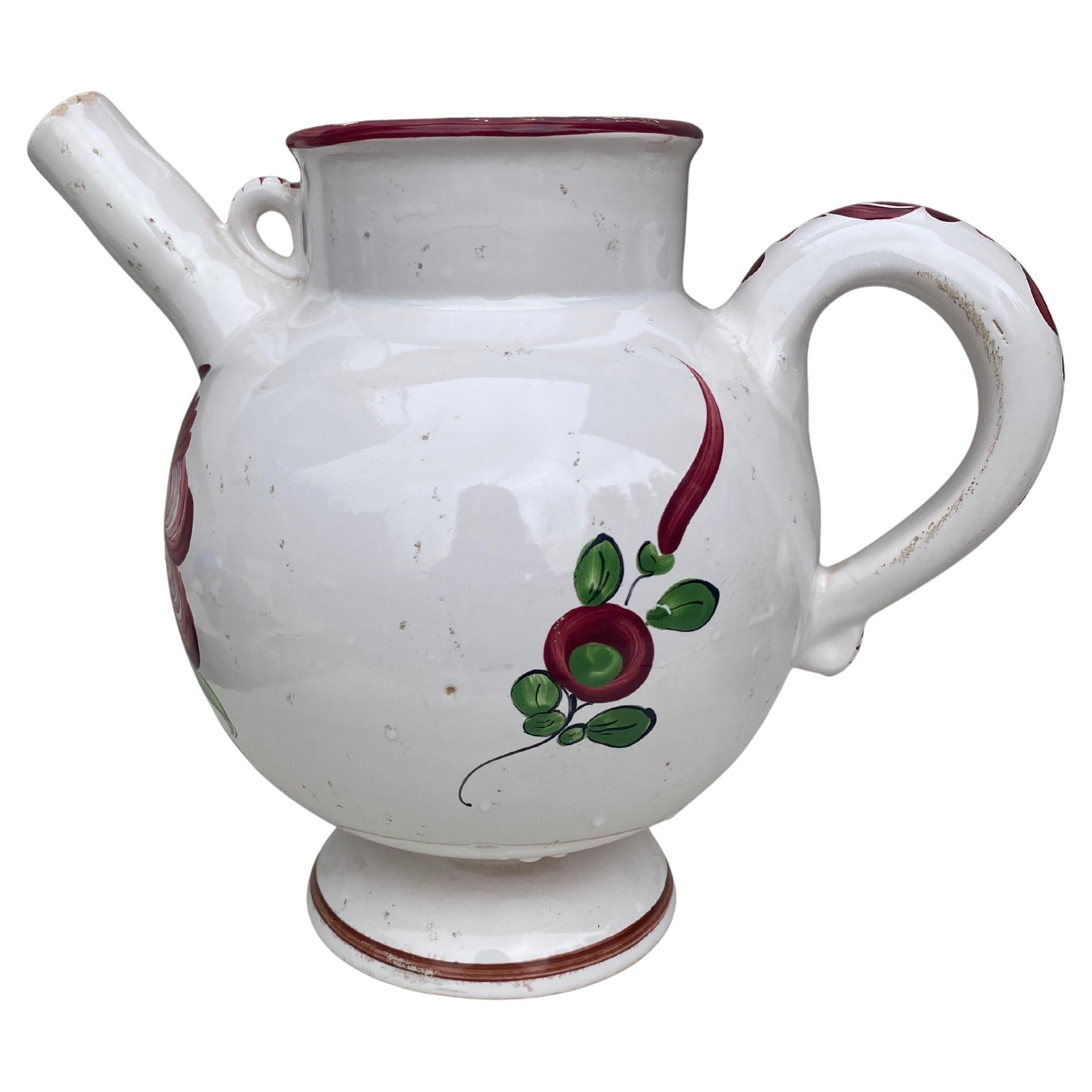 Country Brocca con manico in maiolica francese CIRCA 1950 in vendita