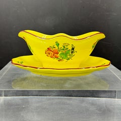 French Faience Handpainted  Bowl Dish Gravy Boat