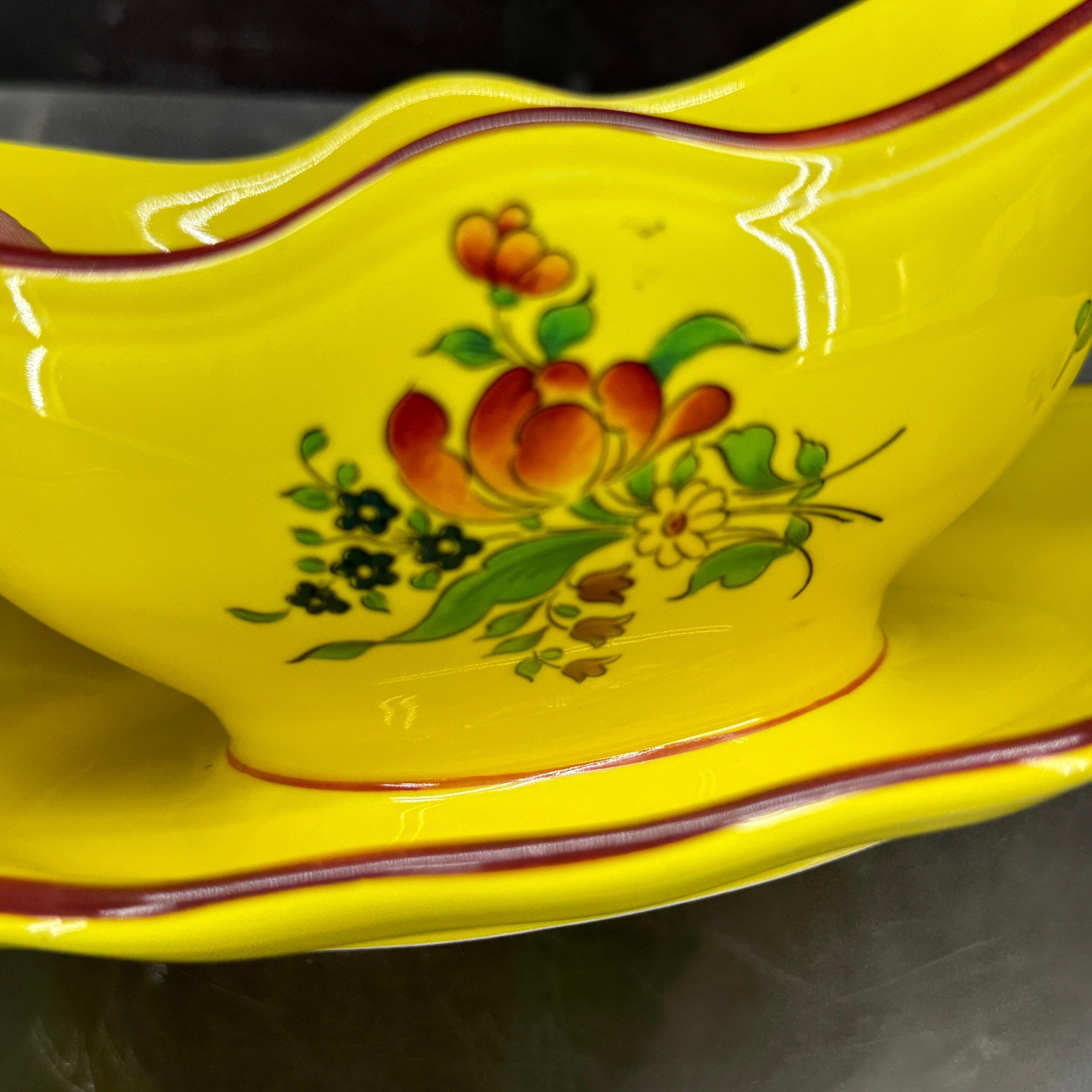 French Faience Handpainted  Bowl Dish Gravy Boat For Sale 2