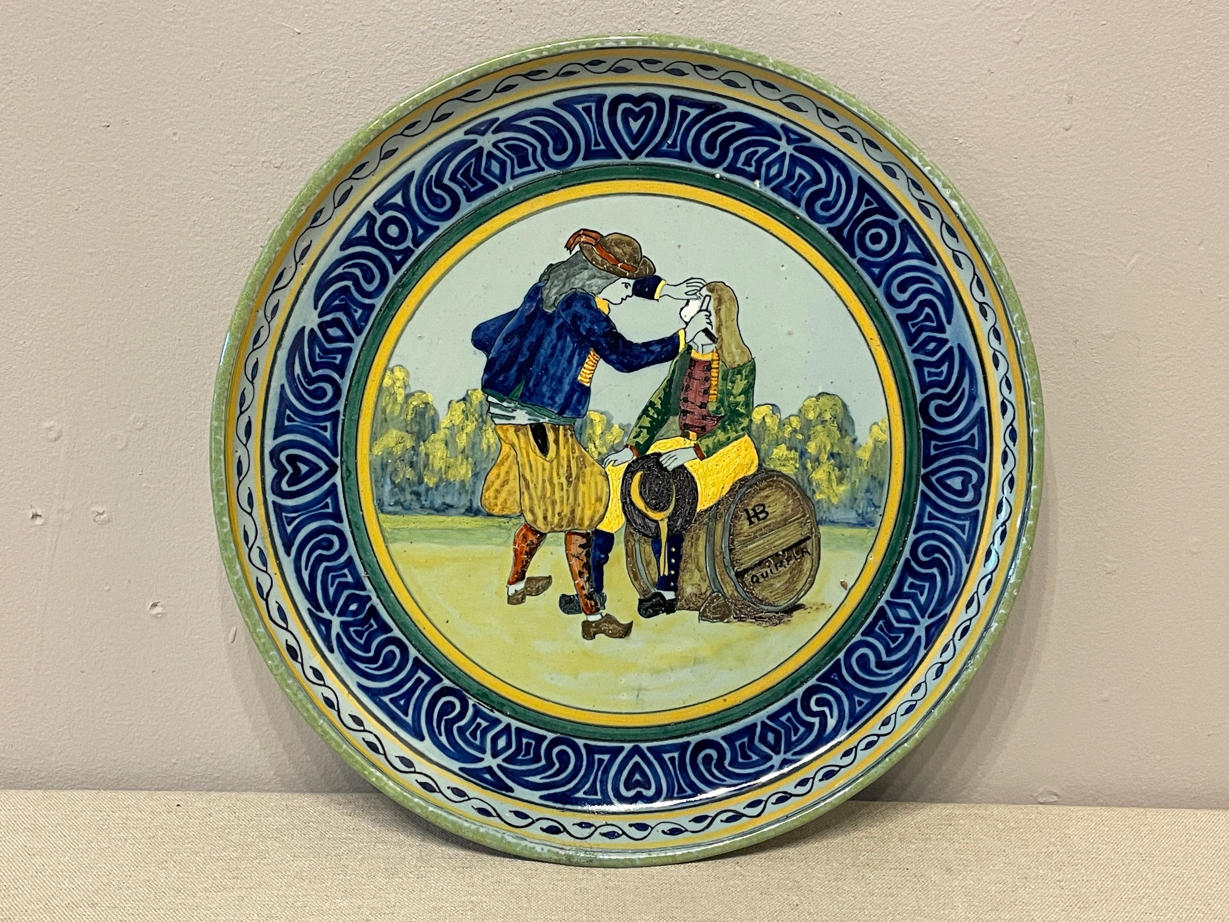 Hand-Painted French Faience HB Quimper Platter For Sale