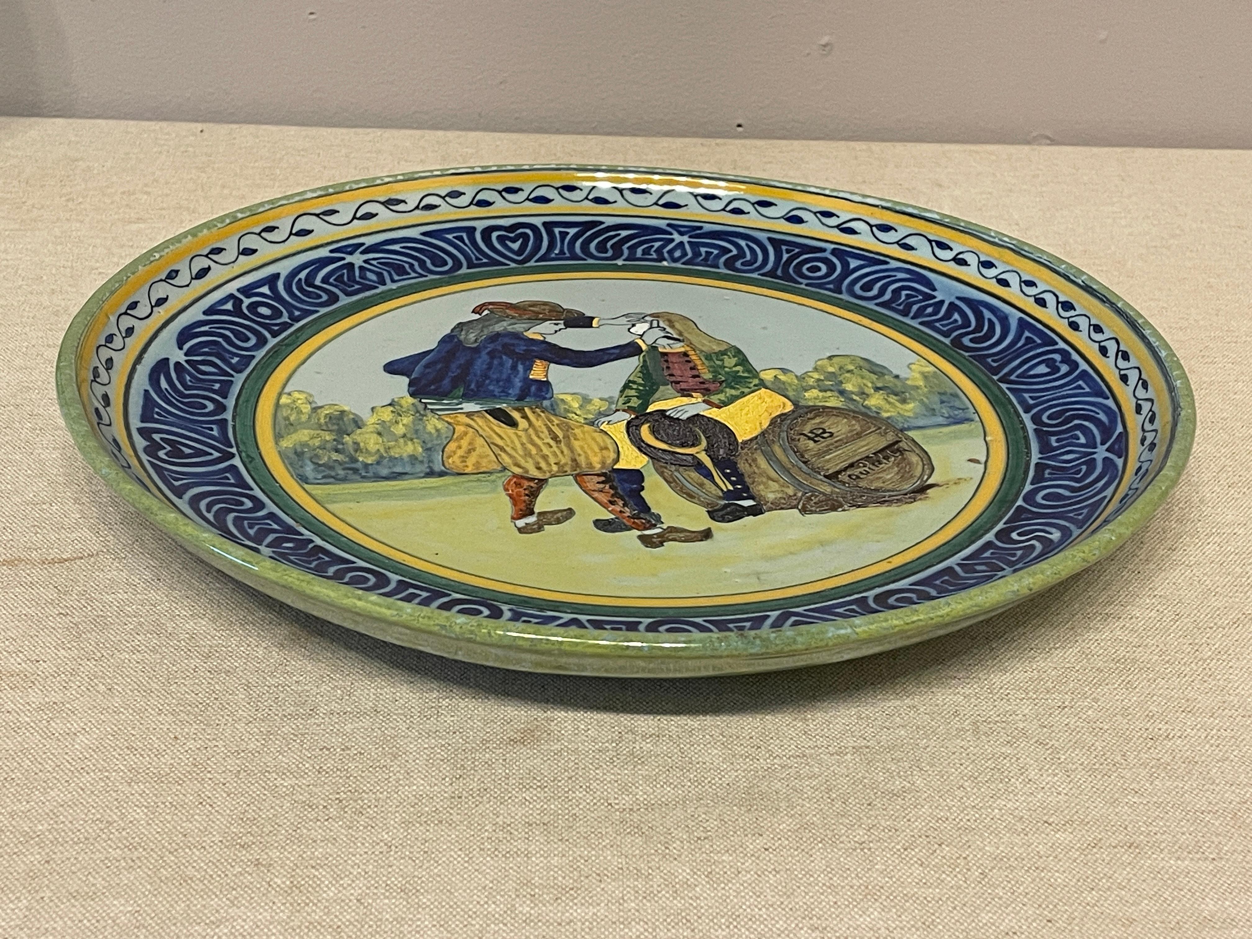 Ceramic French Faience HB Quimper Platter For Sale