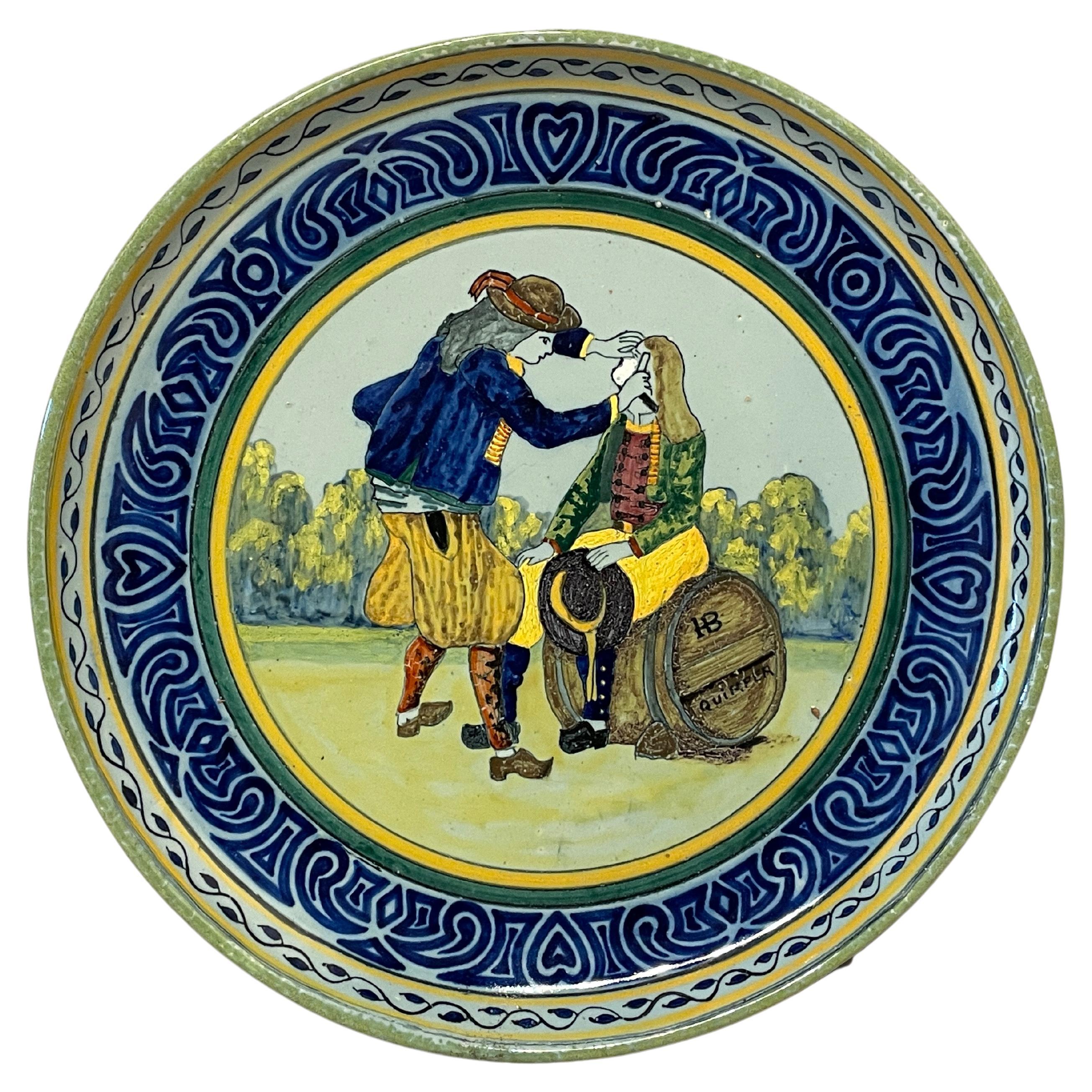 Assiette Quimper en faïence française HB 