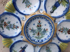 French Faience Henriot Quimper Oyster Plate, circa 1910