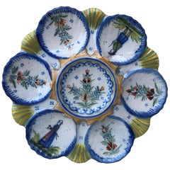 French Faience Henriot Quimper Oyster Plate, circa 1910