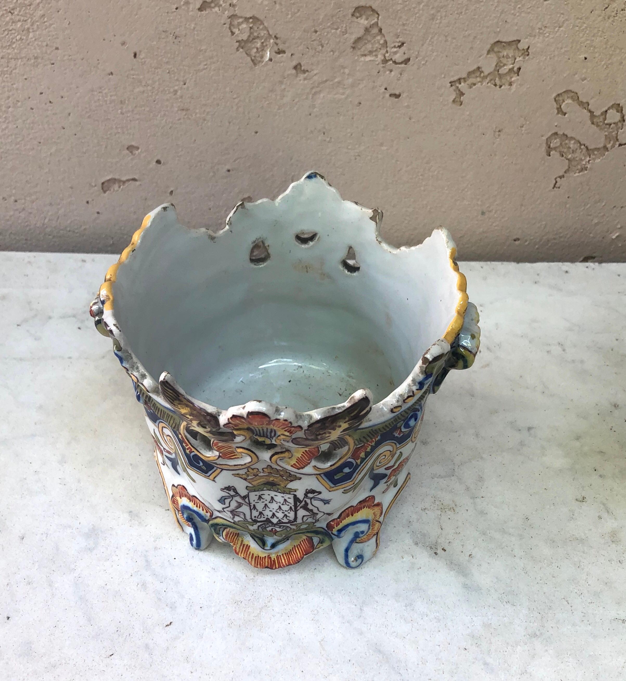 French Provincial French Faience Jardinière Cache Pot Desvres, circa 1900 For Sale