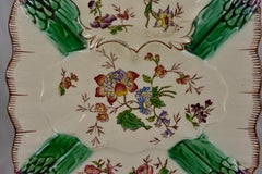 French Faïence Longchamp Terre de Fer Hand-Painted Asparagus Plate