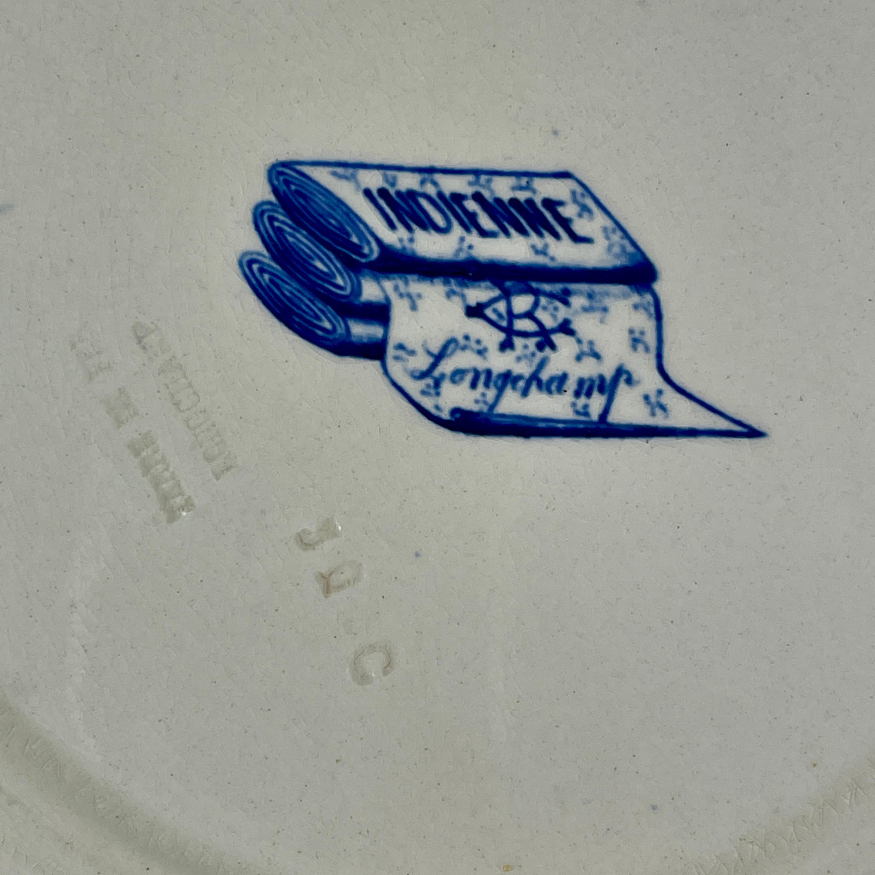 French Faïence Longchamp Terre de Fer Indienne Pattern Transferware Floral Plate 7