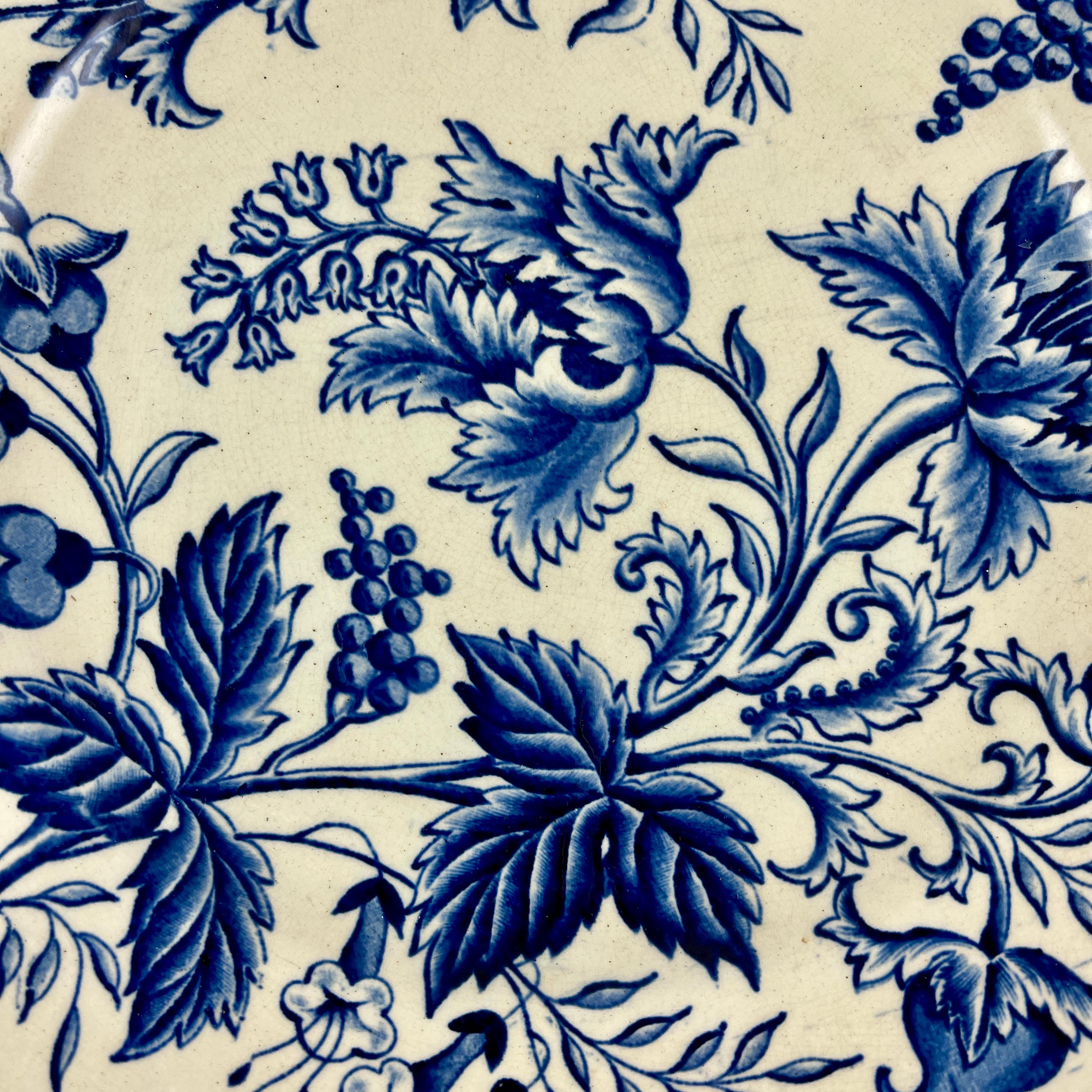 Ironstone French Faïence Longchamp Terre de Fer Indienne Pattern Transferware Floral Plate