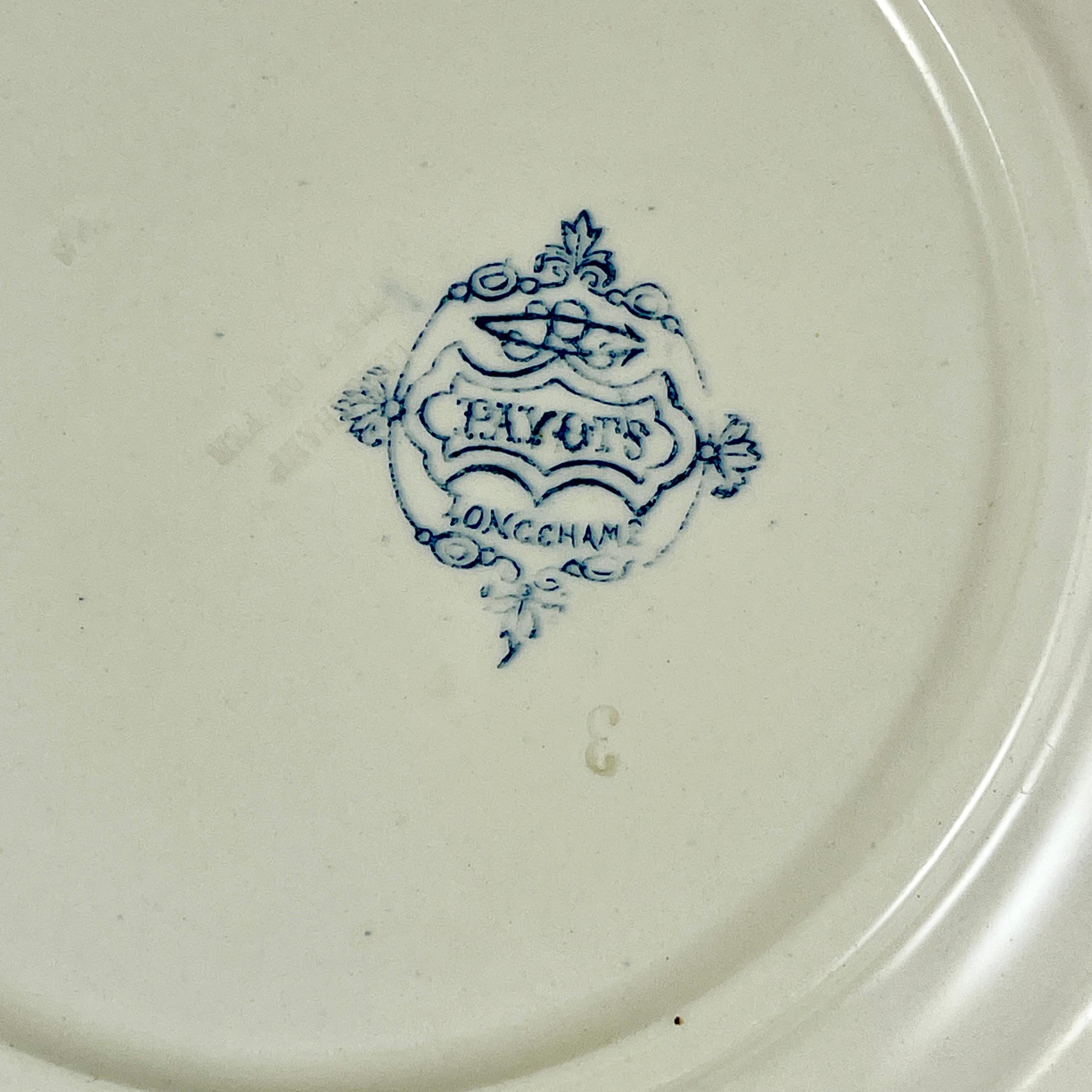 Assiette florale Art Nouveau en faence française Longchamp Terre de Fer Pavots en vente 2