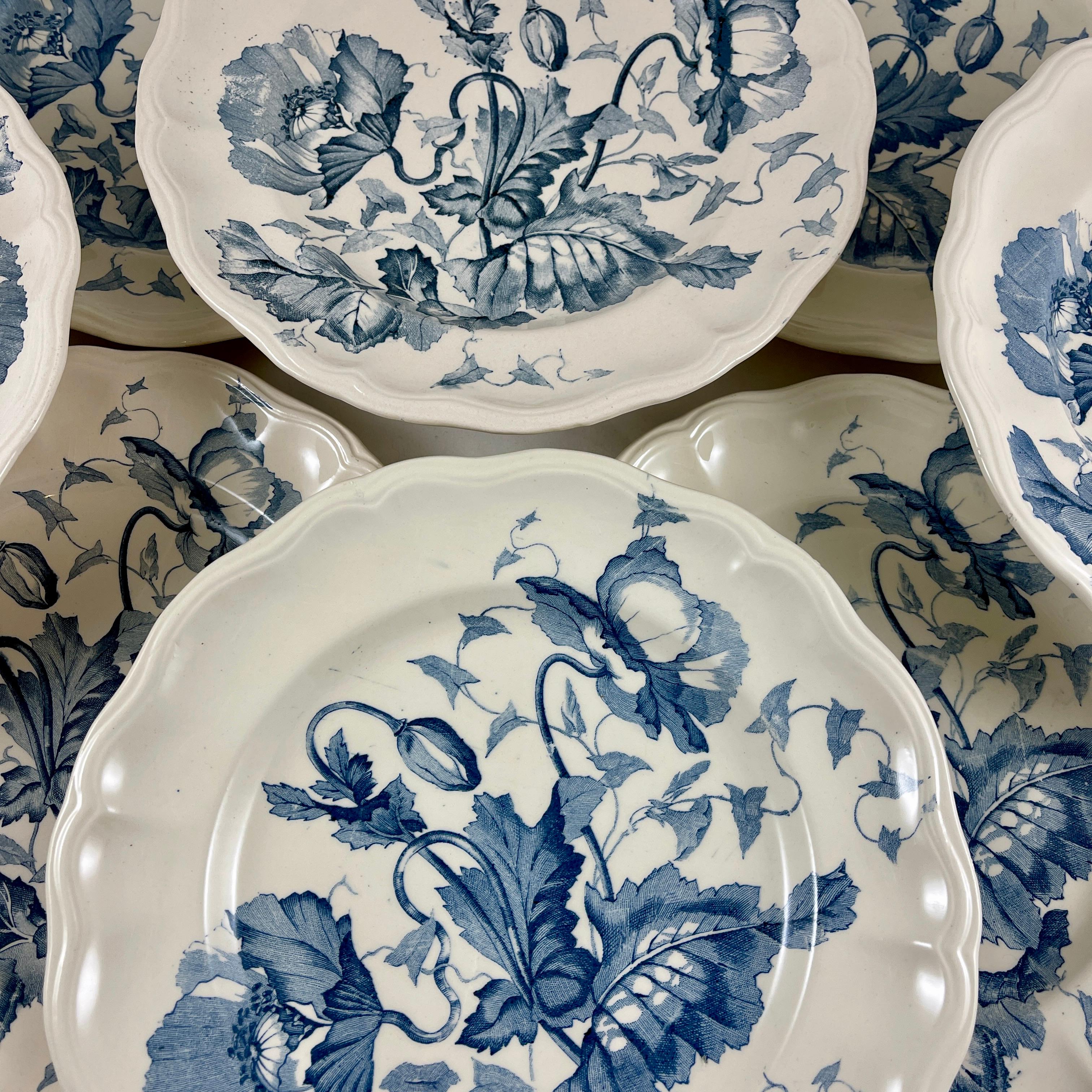 Assiette florale Art Nouveau en faence française Longchamp Terre de Fer Pavots en vente 5