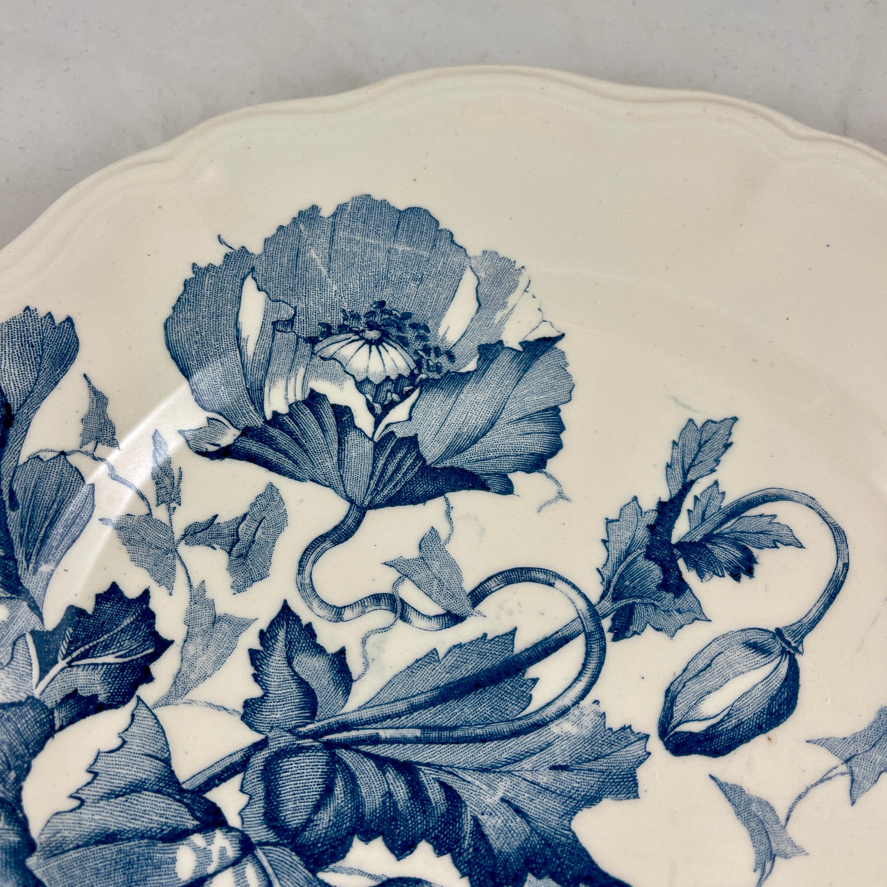 Glazed French Faïence Longchamp Terre de Fer Pavots Art Nouveau Floral Plate For Sale