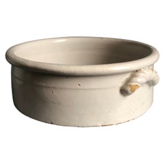 French Faience Low Cache Pot, 19th Century