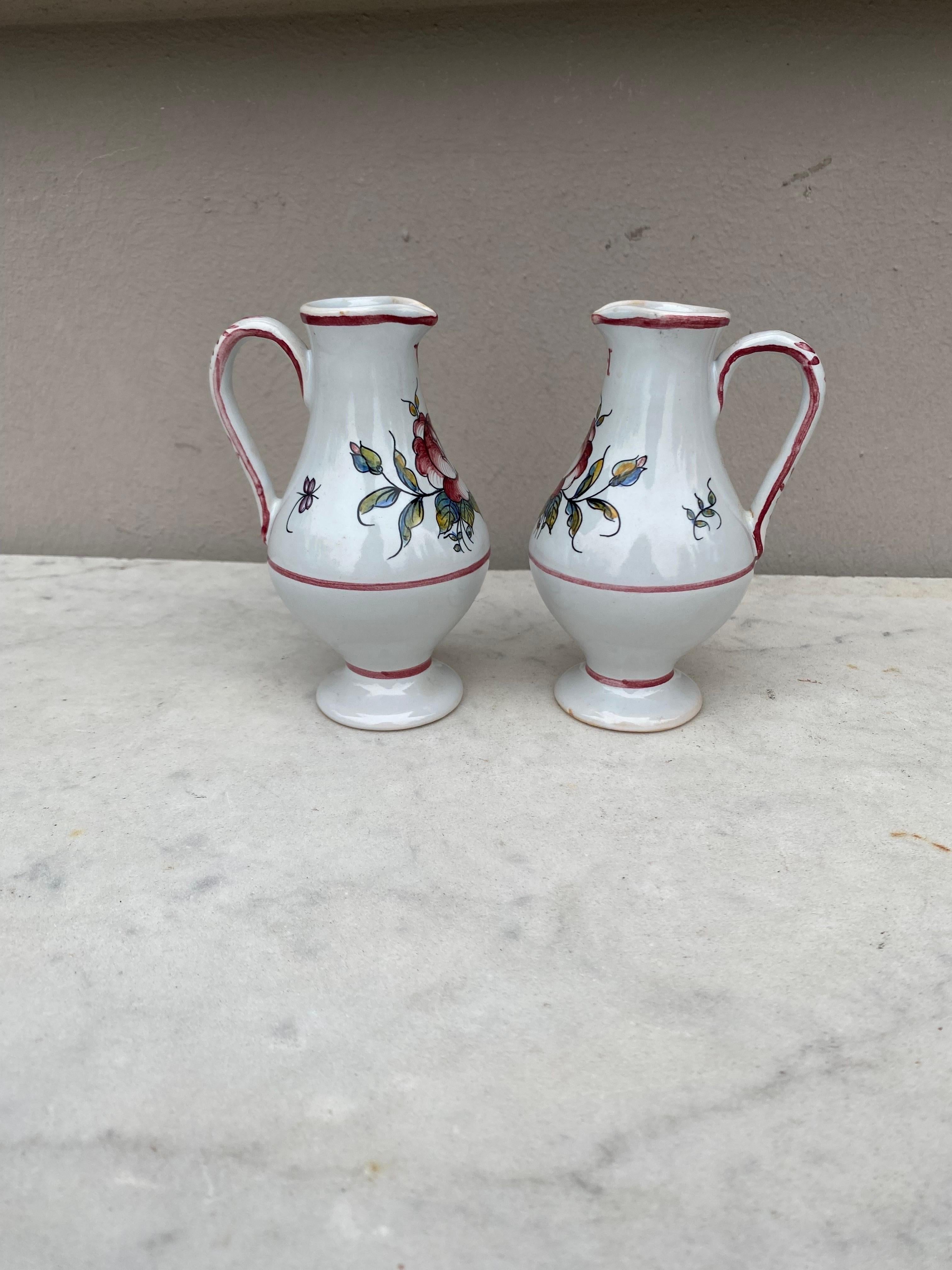 French Faience Oil & Vinegar Pitchers  In Good Condition For Sale In Austin, TX