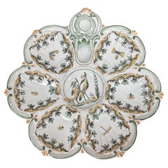 French Faience Oyster Birds Plate Saint Clement, circa 1890
