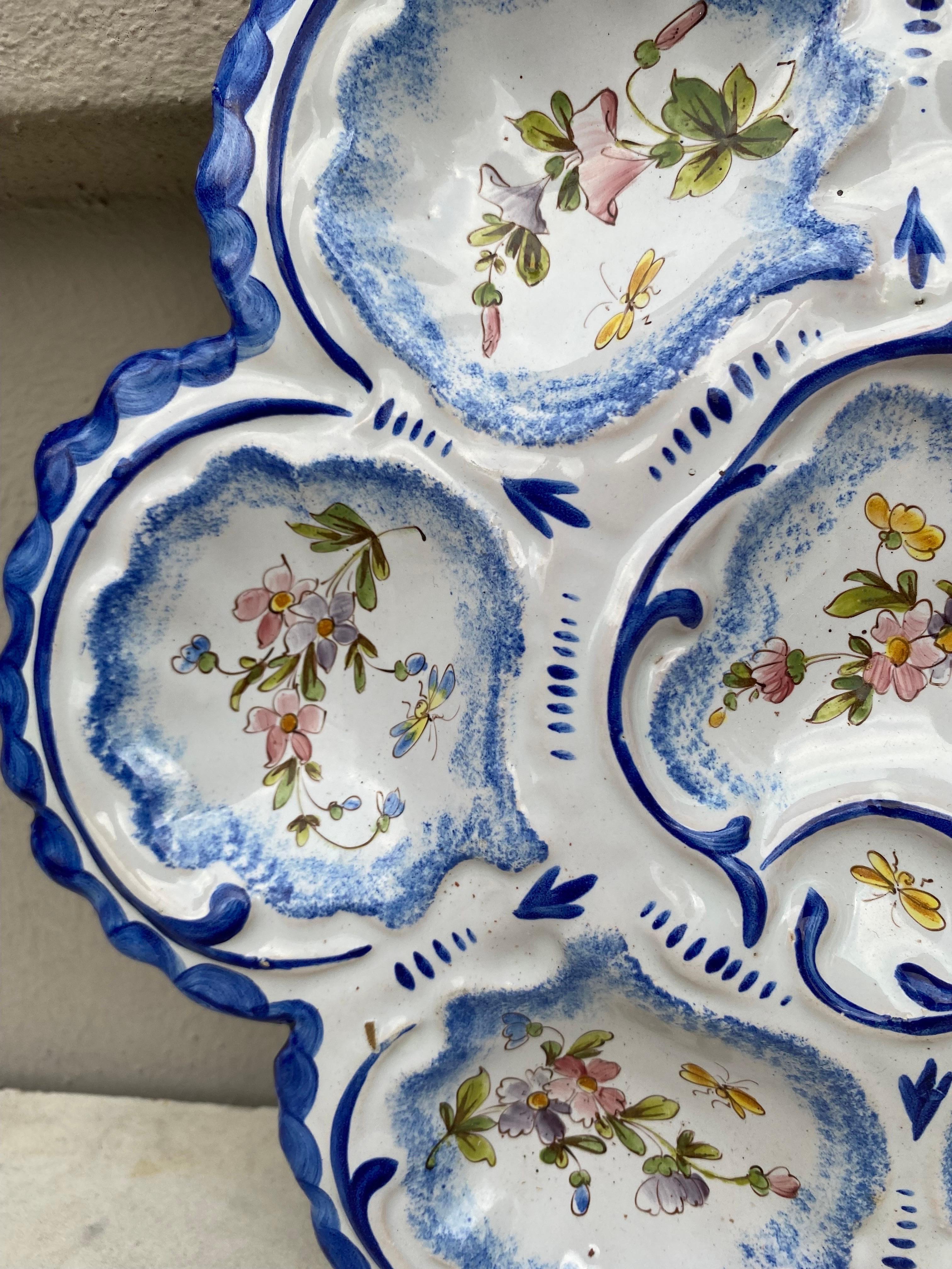 French Faience Oyster Plate Alfred Renoleau Angouleme, circa 1890 In Good Condition In Austin, TX