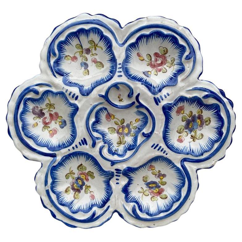 French Faience Oyster Plate Alfred Renoleau Angouleme, circa 1890 For Sale