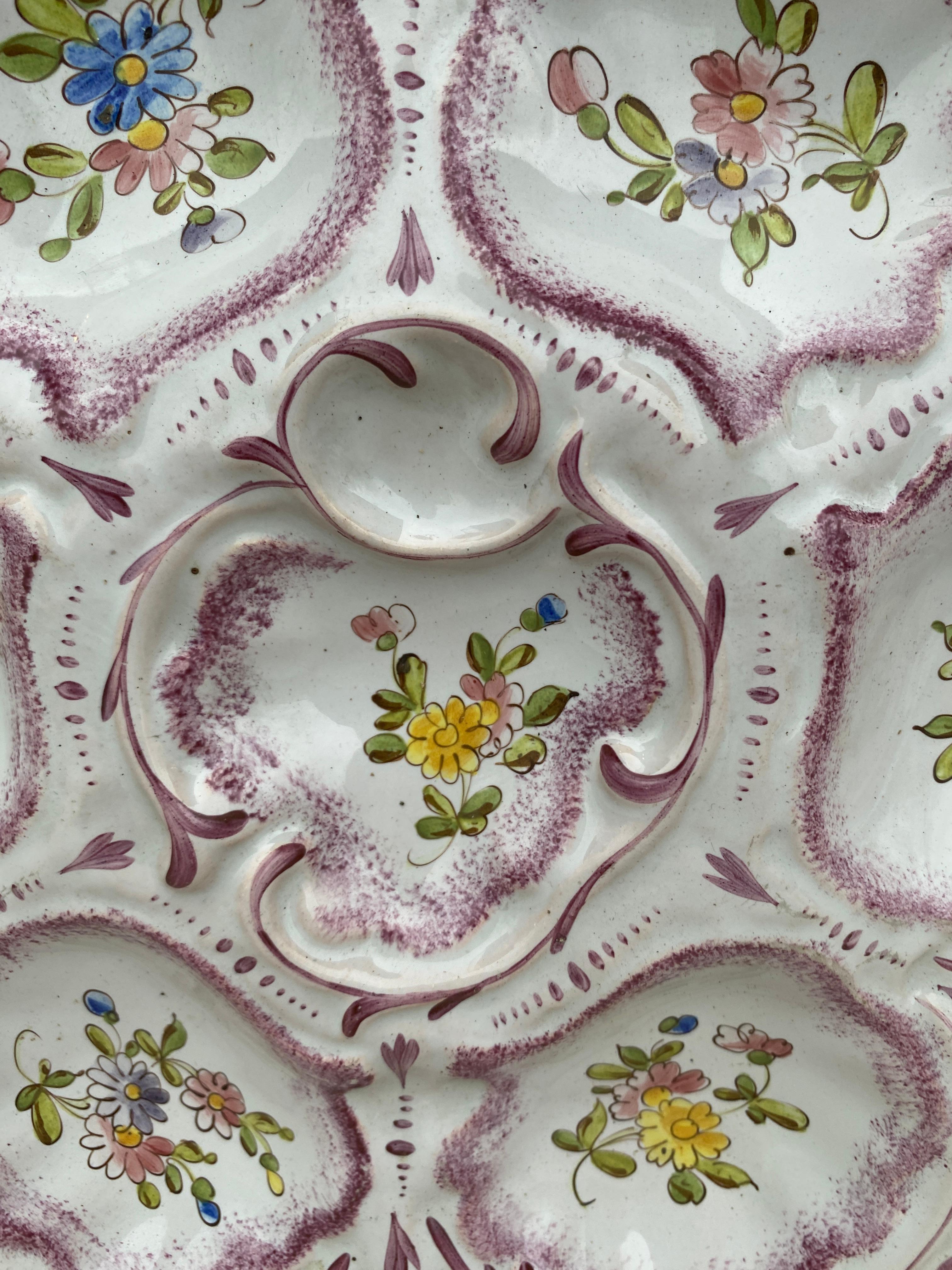 French Provincial French, Faience Oyster Plate Alfred Renoleau Angouleme For Sale