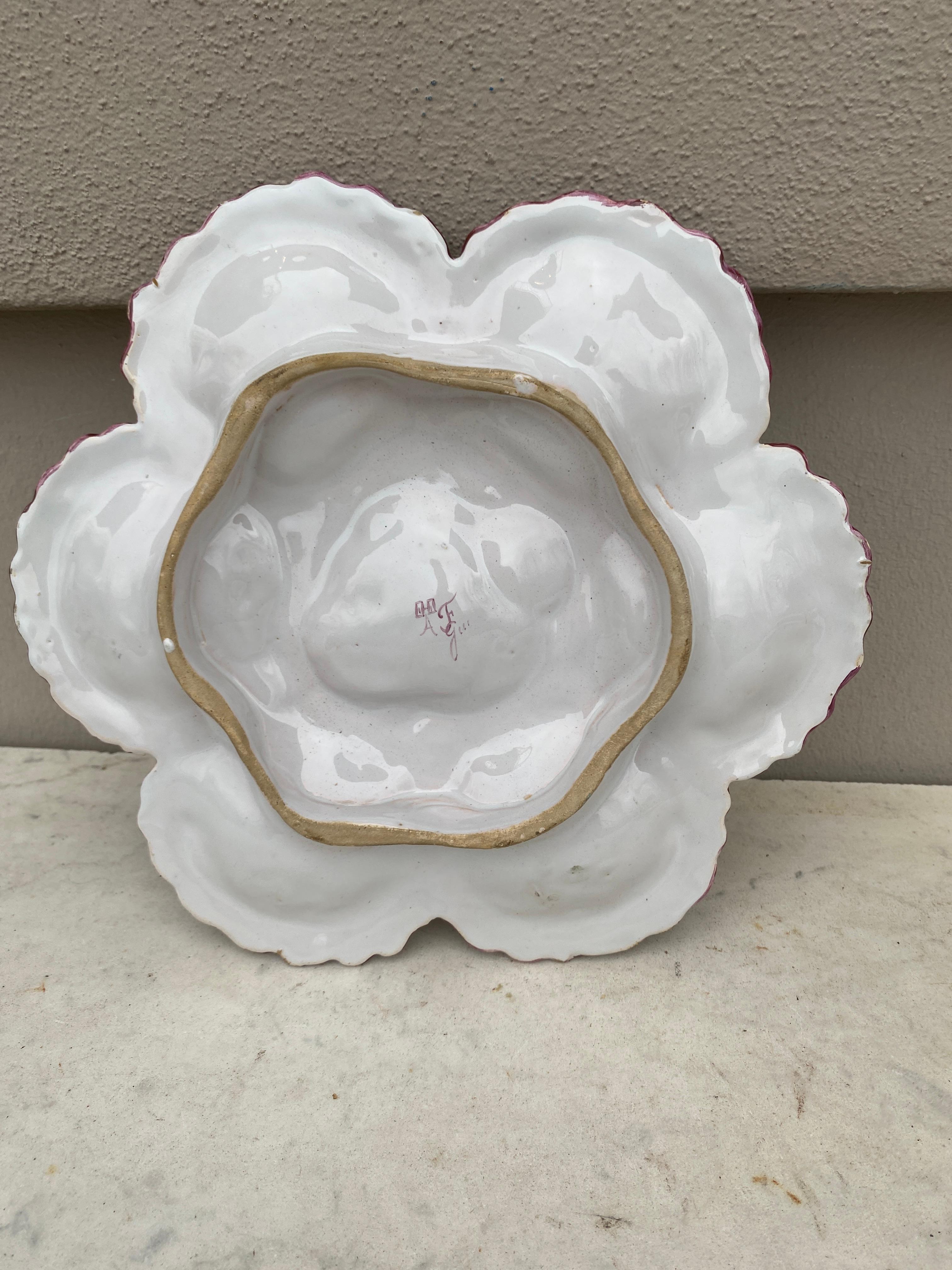 French, Faience Oyster Plate Alfred Renoleau Angouleme In Good Condition For Sale In Austin, TX