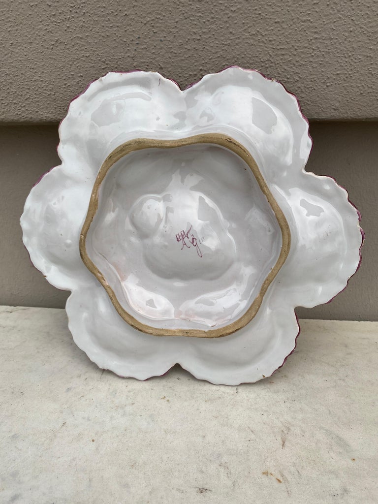 Assiette à huîtres en faïence française Alfred Renoleau Angouleme sur