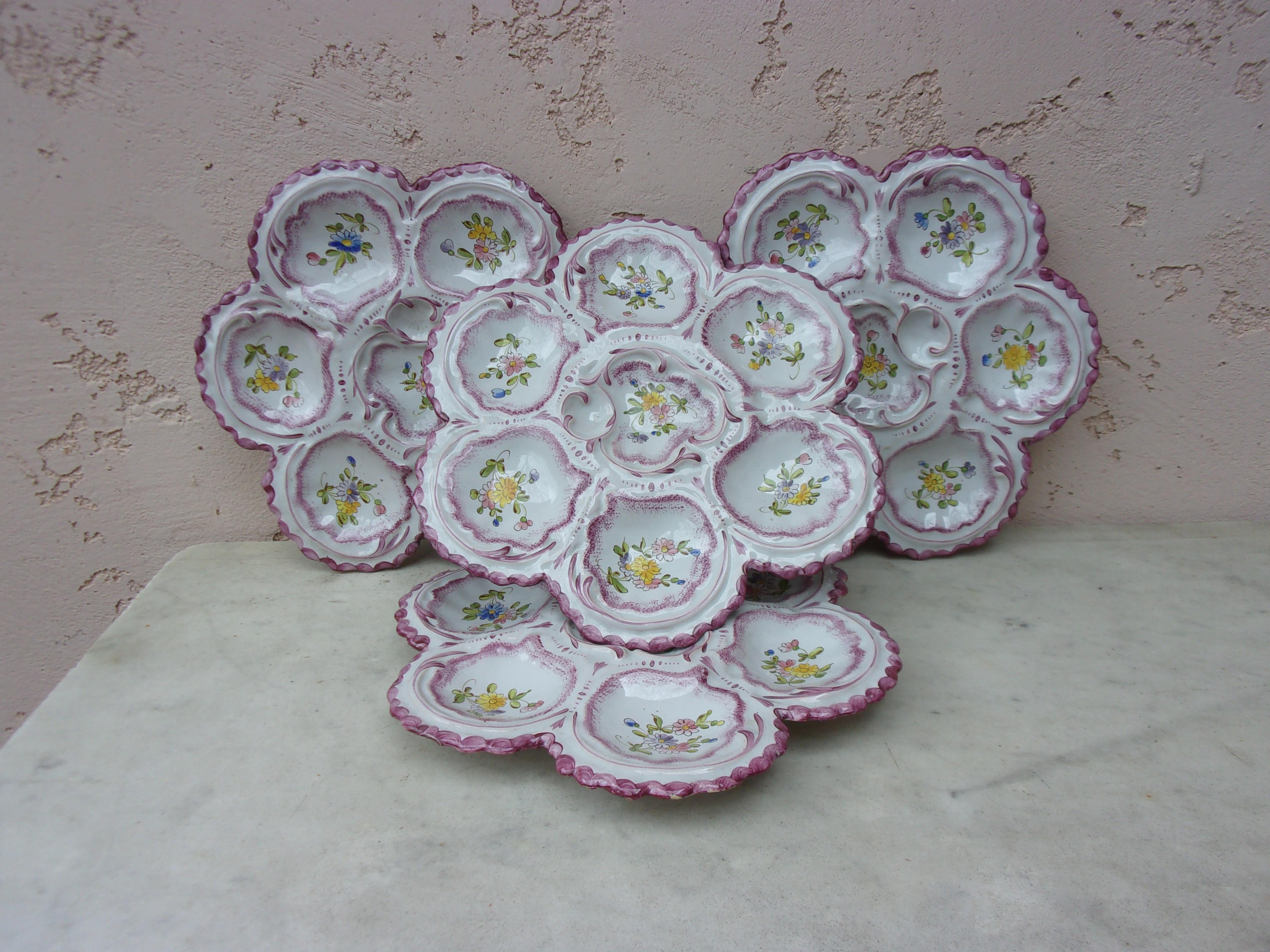 Early 20th Century French Faience Oyster Plate Alfred Renoleau Angouleme