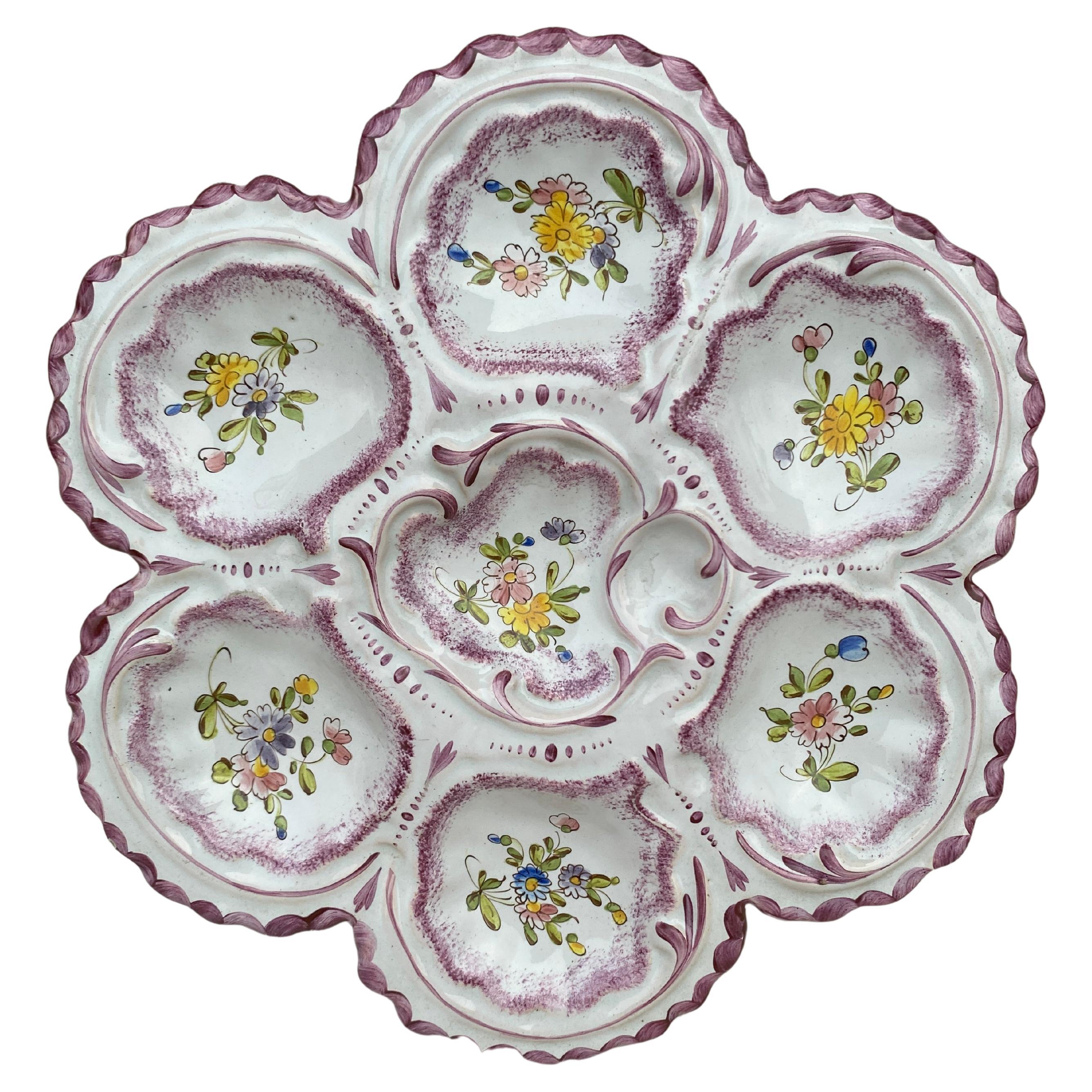 French, Faience Oyster Plate Alfred Renoleau Angouleme
