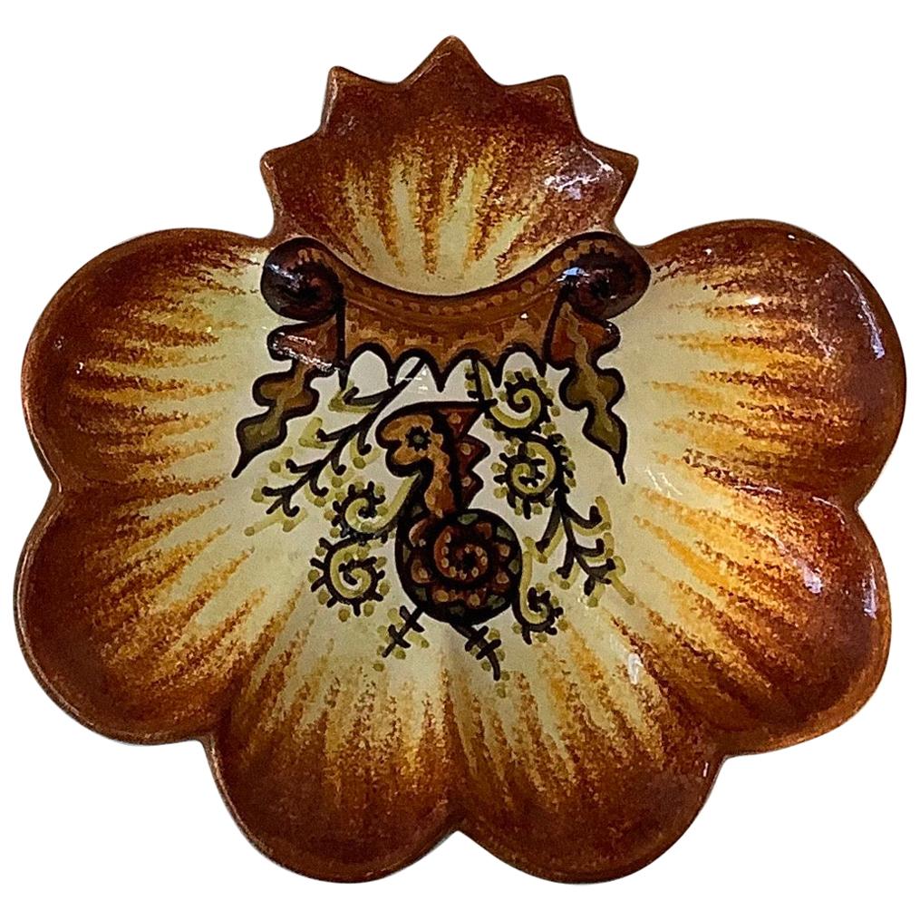 French Faience Oyster Plate Fouillen Quimper, circa 1930 For Sale