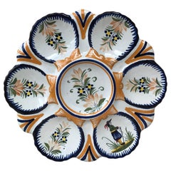 French Faience Oyster Plate Henriot Quimper, circa 1930
