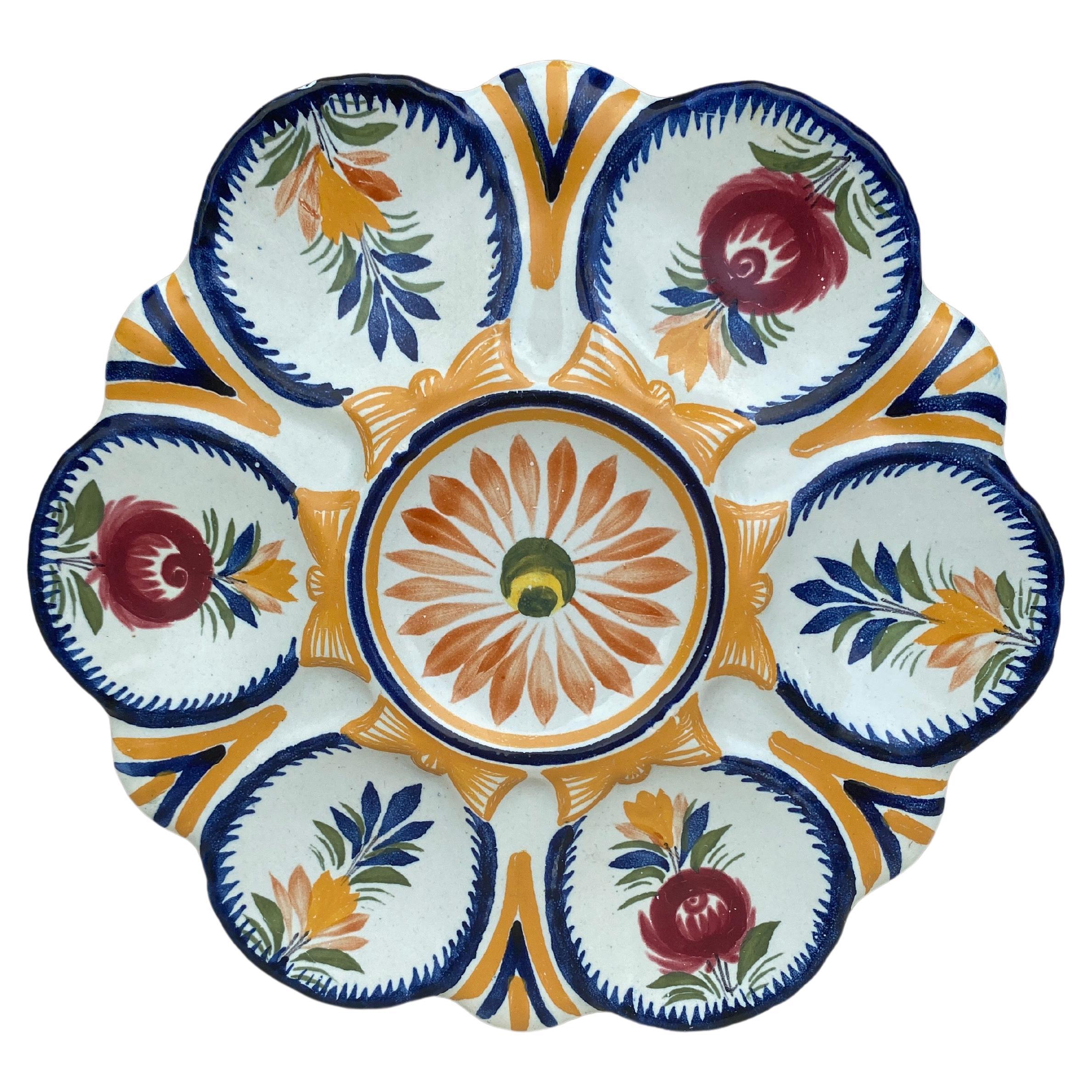 French Faience Oyster Plate Henriot Quimper, circa 1930