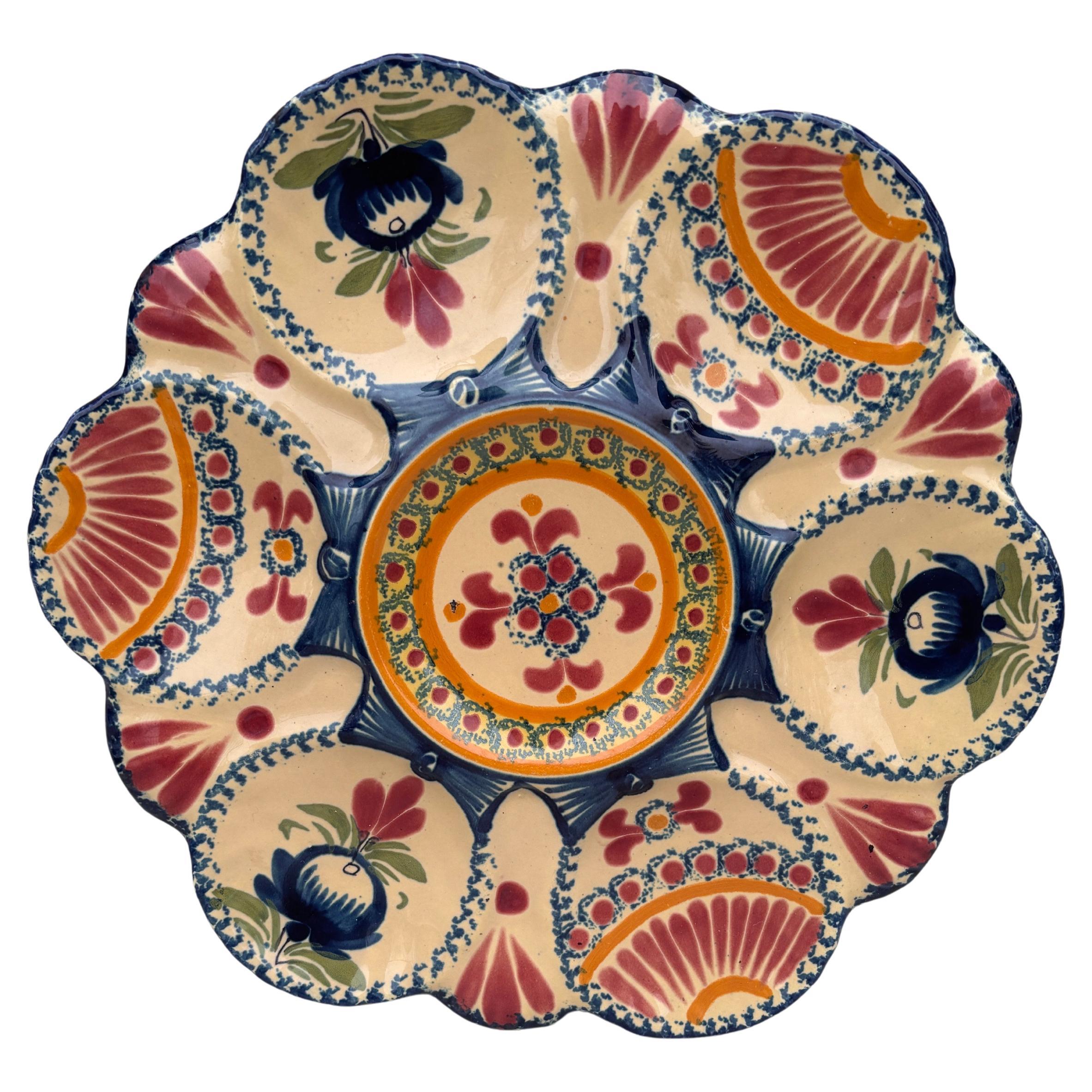 French Faience Oyster Plate Henriot Quimper, circa 1930