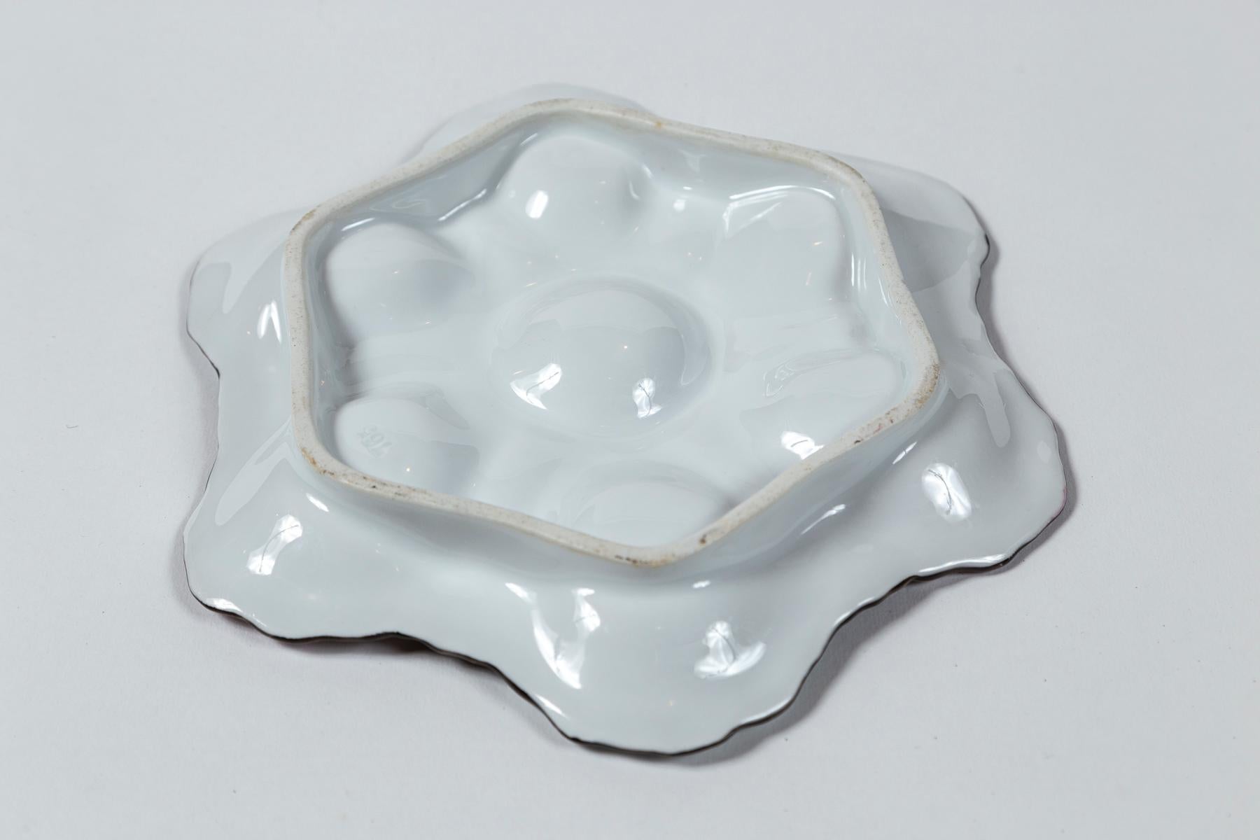 Antiguo plato de ostras de loza, Francia, finales del siglo XIX en Bueno estado para la venta en Chappaqua, NY