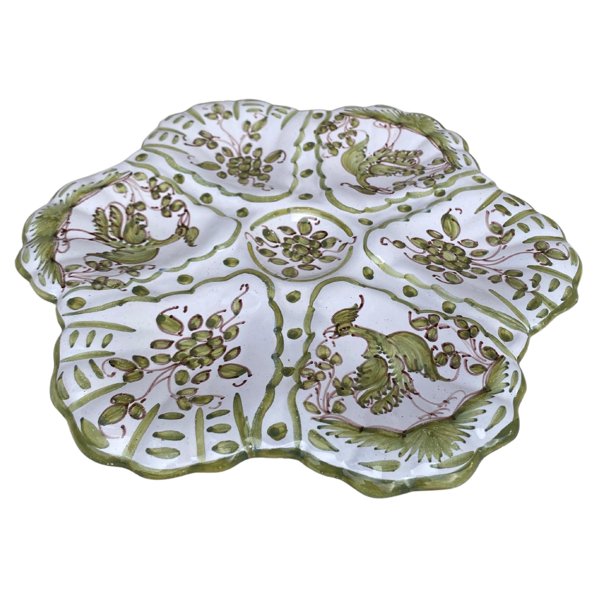 French Faience rustic oyster plate Moustiers style, circa 1940.