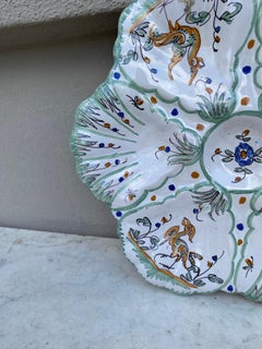 French Faience Oyster Plate Moustiers Style, circa 1940