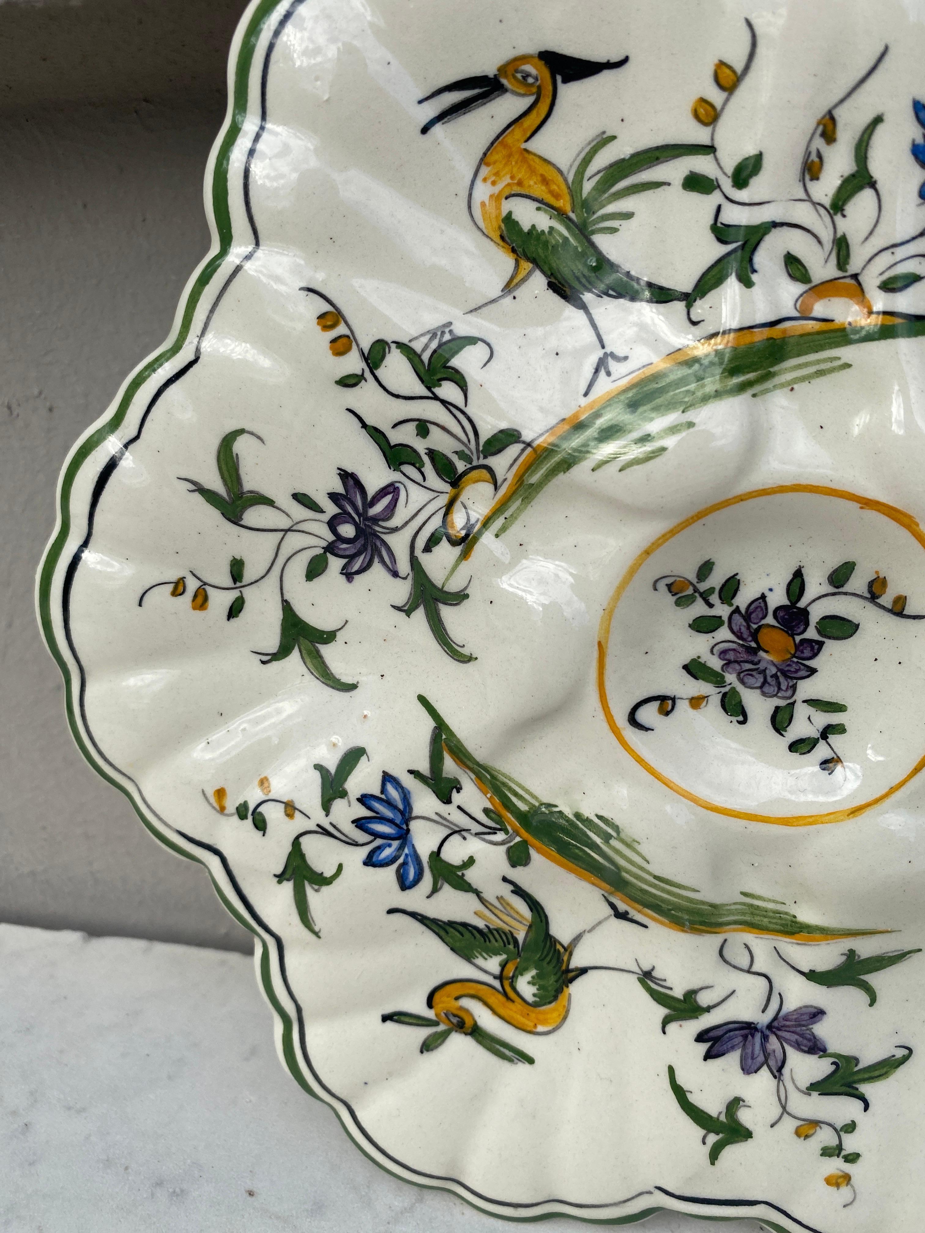 French Faience Oyster Plate Moustiers Style, circa 1940.