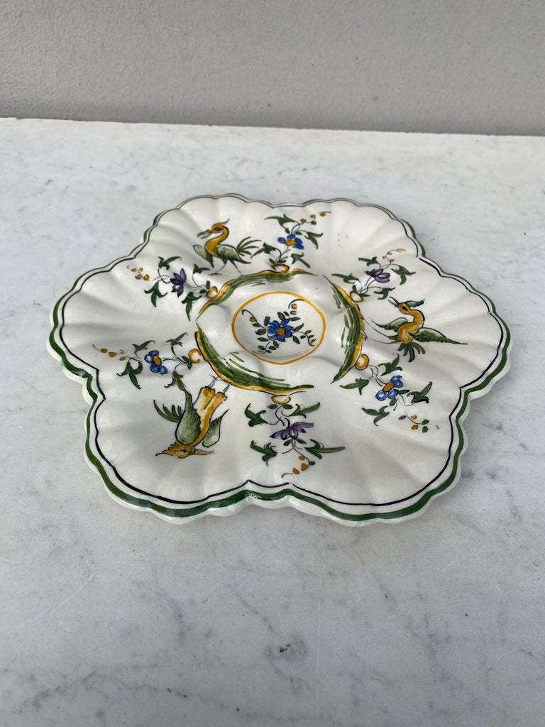 French Faience Oyster Plate Moustiers Style, circa 1940 For Sale