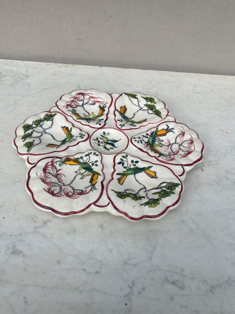 French Faience Oyster Plate Moustiers Style, circa 1940 For Sale