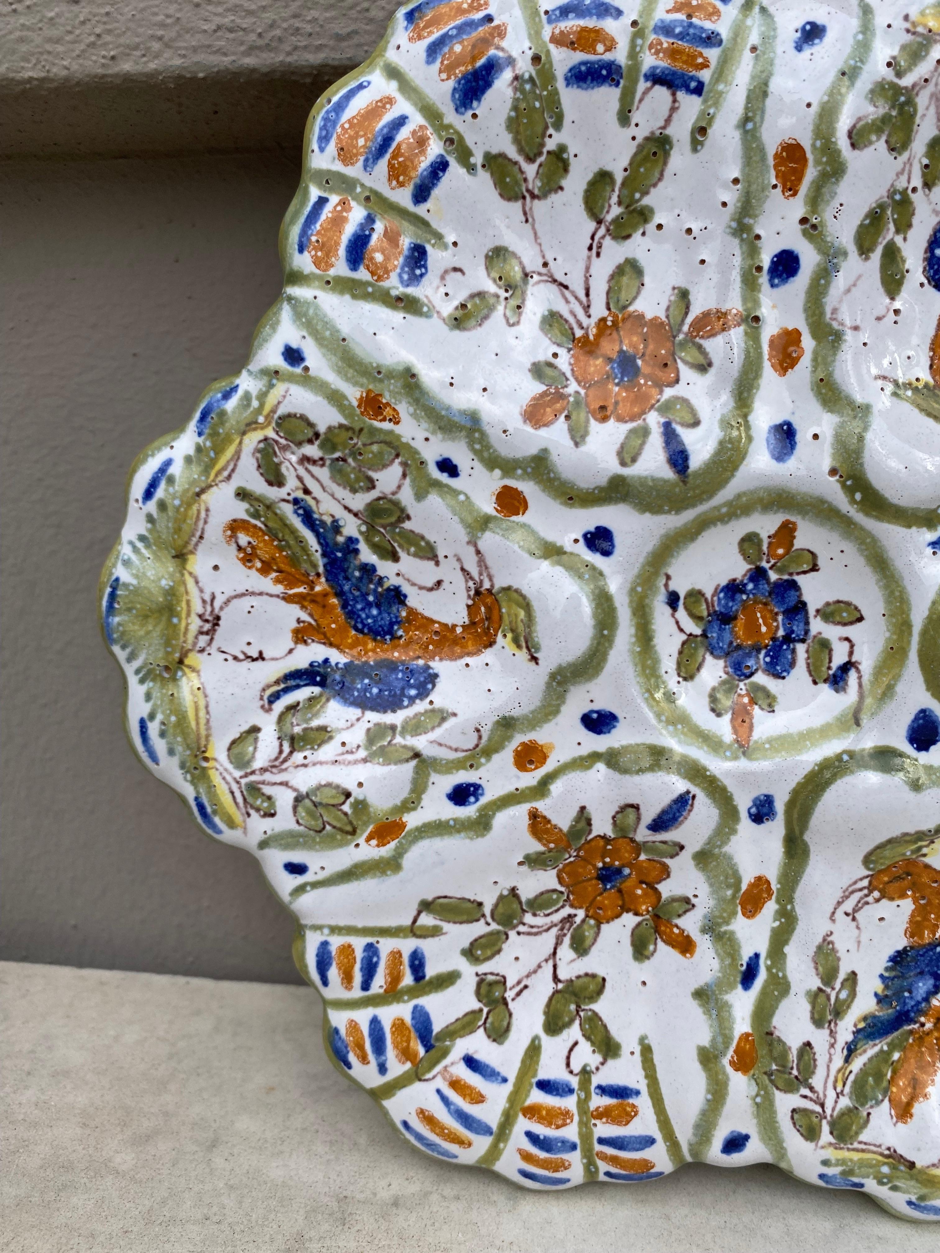 Rustic French Faience Oyster Plate Moustiers Style, circa 1940