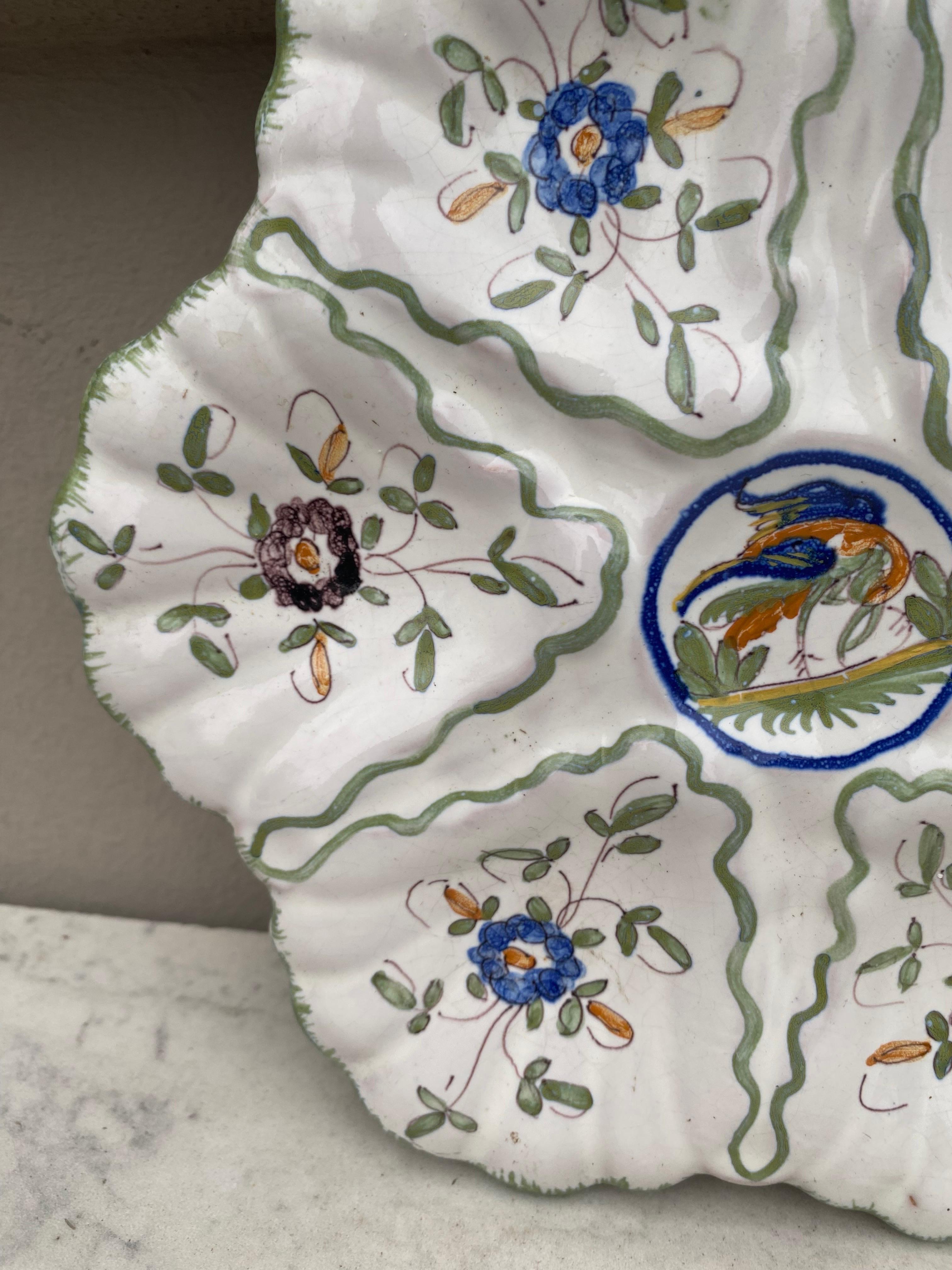 Rustic French Faience Oyster Plate Moustiers Style, circa 1940