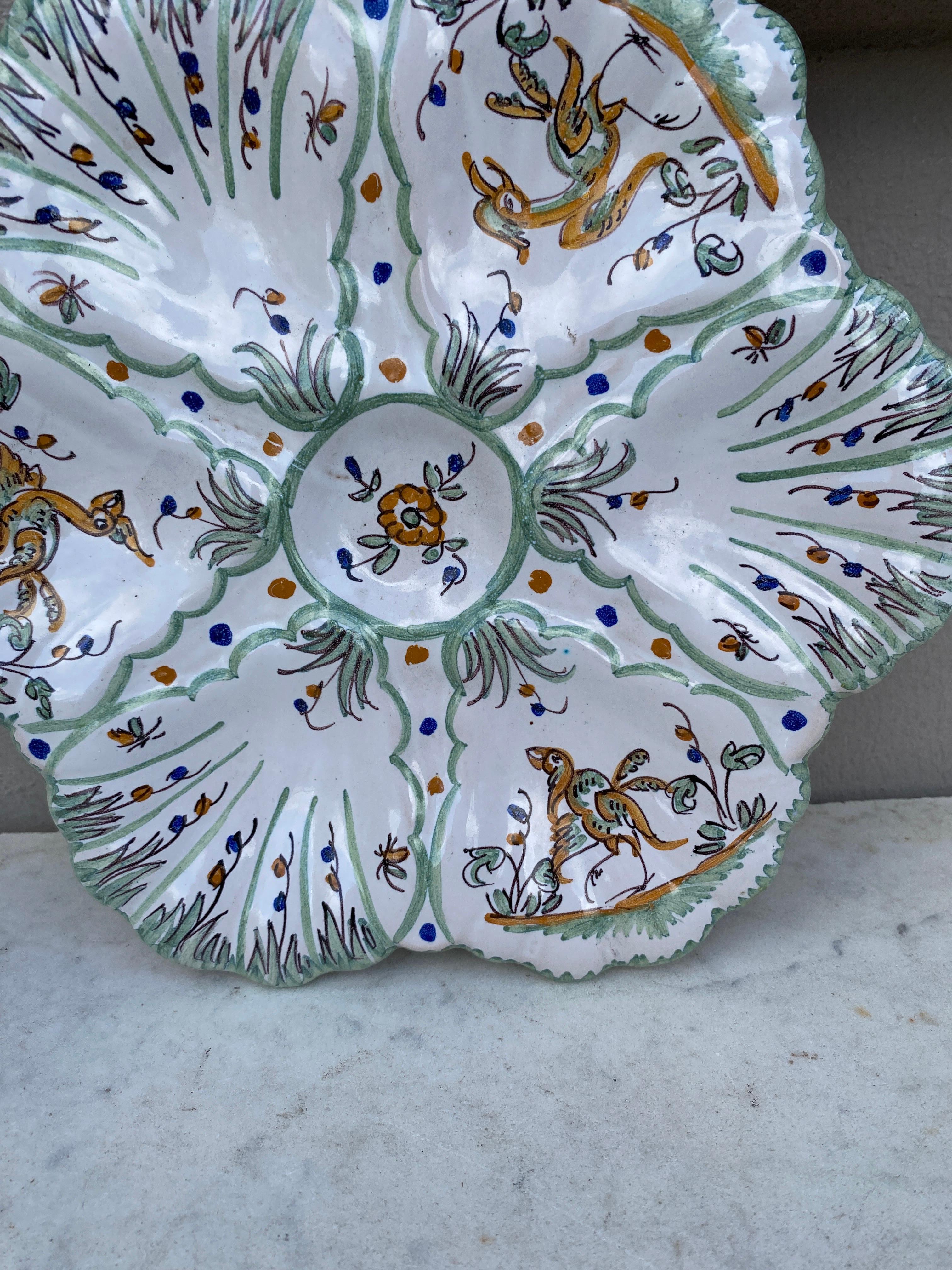 Rustic French Faience Oyster Plate Moustiers Style, circa 1940 For Sale